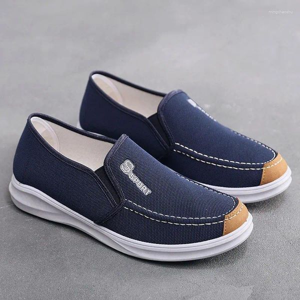 Zapatos casuales hombres primavera otoño hombre lienzo transpirable mocasines masculinos afuera de mocasinas planas de tela caminando 2024