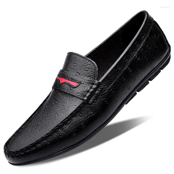 Chaussures décontractées hommes printemps d'été authentique en cuir mens mocassins mocassins confortable slip respirant en conduite