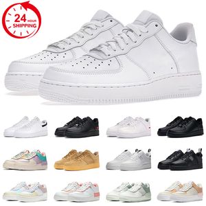 gratis verzending een casual schoenen designer sneakers mannen vrouwen 1 laag platform klassieke triple zwart wit tarwe bleek ivoor heren trainers outdoor schoen