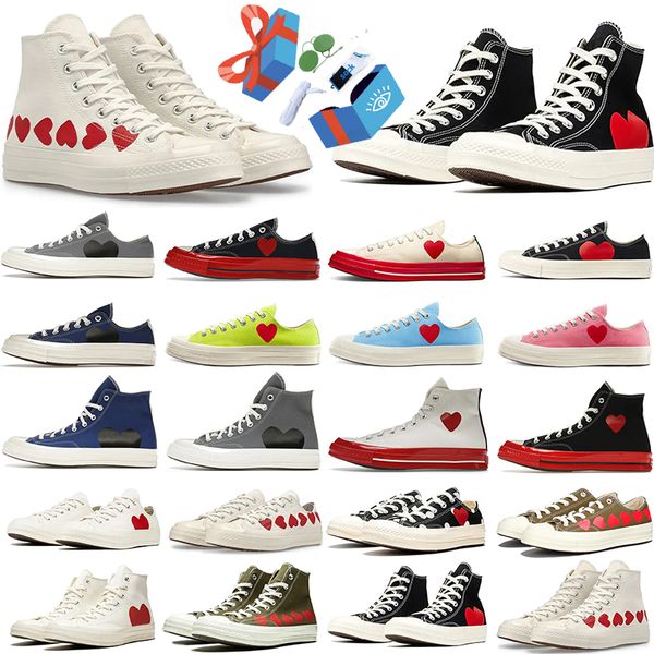 Chaussures décontractées hommes femmes baskets toile jouer grand rouge multi coeur oeil bas haut blanc noir gris bleu quartz vert vif rose pois blanc baskets décontractées avec boîte