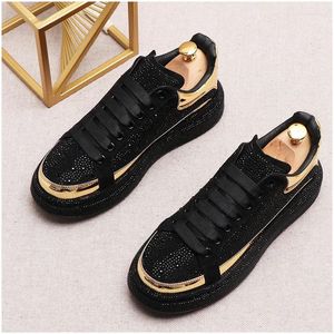 Casual schoenen heren Brits retro gouden strass platform flats ontwerper rock prom sport sneakers loafers zapatillas hombre