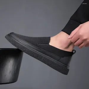 Chaussures décontractées hommes toile sans lacet paresseux chaussure respirant été mocassins appartements pantoufles noir tendance plate-forme baskets chaussures pour hommes