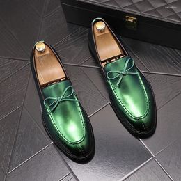 Chaussures décontractées Hommes Mode Soirée Robes de bal Glands en cuir originaux Noir Vert Slip-on Chaussure de conduite Mocassins respirants Homme Sneaker