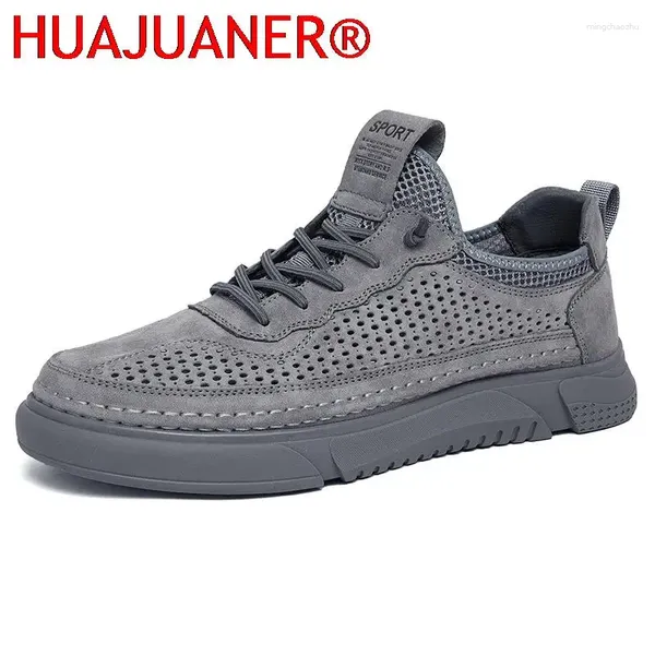 Zapatos informales para hombre de cuero genuino, transpirables, con agujeros, para senderismo, alta calidad, antideslizantes, ligeros, resistentes al desgaste