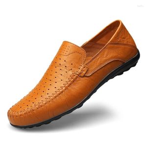 Zapatos informales para hombre, zapatillas de deporte de cuero a la moda, mocasines para hombre, mocasines transpirables sin cordones para conducir para hombre de talla grande 37-47