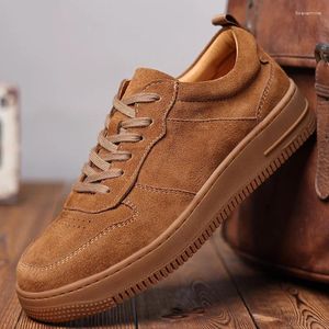 Casual Schoenen Heren Vrije tijd Koe Suède Platte Veterschoen Bruin Grijs Tooling Werk Sneakers Zomer Ademend Platform Schoeisel Mannelijke