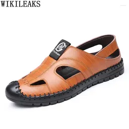 Chaussures décontractées hommes mocassins en cuir véritable sans lacet homme sandales 2024 été luxe concepteur Los Zapatos De Hombres