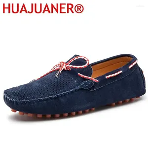 Casual schoenen heren Loafers zachte mocassins man uitgehold uitademelijk zomer mode suède lederen mannen flats rijden schoeisel