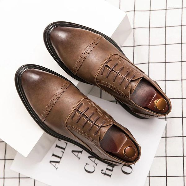 Chaussures décontractées pour hommes luxe robe en cuir en cuir Oxford Mariage du soir plus taille 38-46 Noir marron