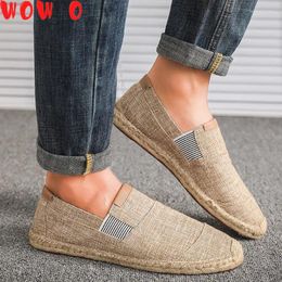 Chaussures décontractées en toile respirante pour hommes, Espadrilles souples à enfiler, mode chinoise, mocassins, chaussures de conduite, 2024, 69