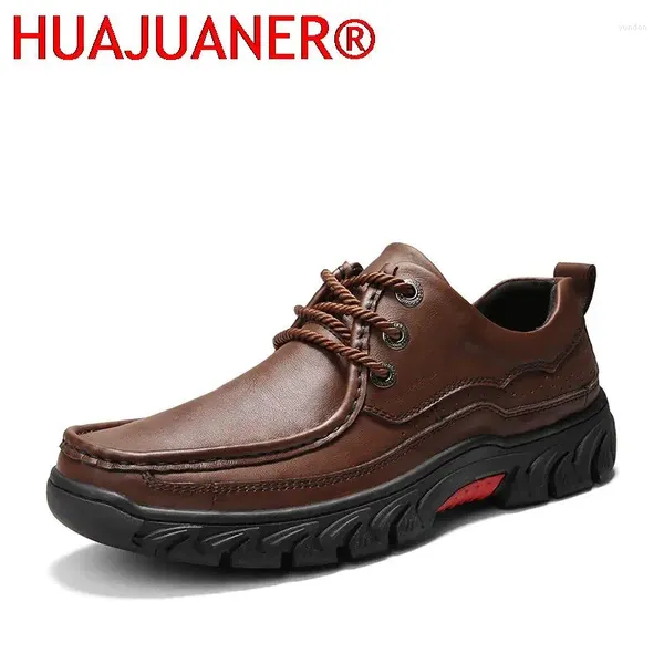 Zapatos informales para hombre, zapatillas de deporte de cuero genuino, cómodos para exteriores, calzado de lujo con cordones para caballeros de alta calidad