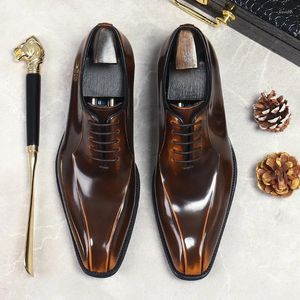 Casual schoenen heren bruiloft oxford heren feestjurk echt patent leer puntig teen formeel voor mannen