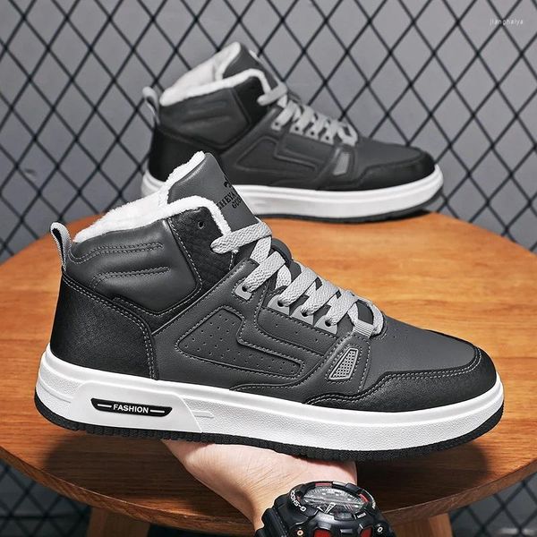 Zapatos Casuales Para Hombre Invierno Térmico Moda Concisas Zapatillas De Deporte Con Cordones Cómodos Vulcanizados