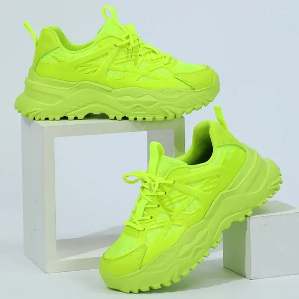 Zapatos casuales De malla verde fluorescente Zapatillas De correr para mujer Zapatillas ligeras para Hombre Zapatillas transpirables De moda para Hombre