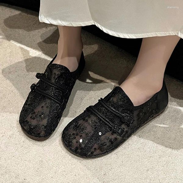 Chaussures décontractées Mesh Lace Flats Femmes Loafers Ballet Dance Danque Deproche 2024 Réconfort d'été Chaussures Femme