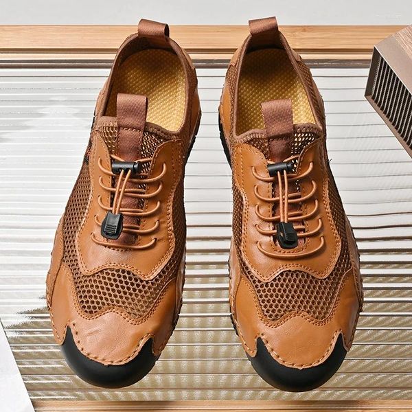 Chaussures décontractées en cuir en cuir rond à tête solide couleurs fonde