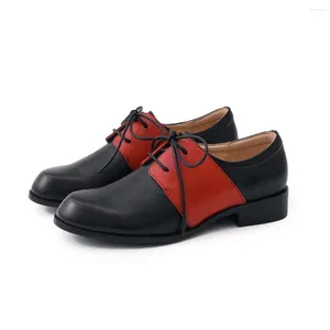 Casual schoenen Mona Flying Women Echt lederen Oxfords Derby Comfort Handgemaakte flats zwart-wit veter voor dames FLX20-7