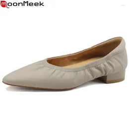 Chaussures décontractées Moonmeek 2024 Moufrein plissés pliages plates femme dames concise robe peu profonde Slip sur solide