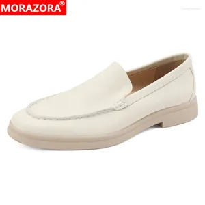 Casual schoenen Morazora plus maat 35-41 Natuur echte lederen dames Loafers glijden aan op een comfortabele platte vrouwelijke lente