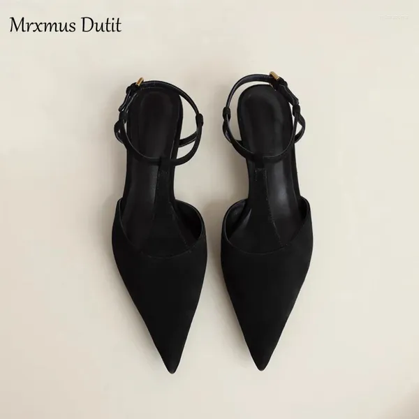 Chaussures décontractées mrxmus Duttit 2024 printemps confortable sandales pointues tempérament minimaliste mince talon single