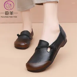 Zapatos informales Muyang Flats Flats genuino Flat 2024 Moda de mocasillas cómodas Damas Plus Tamaño 35 - 41
