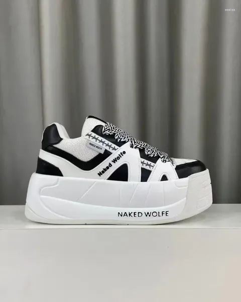 Zapatos informales Wolfe Wolfe Lace-Up Plataforma de malla de gamuza Entrenadores de punta redonda Contrasting Sole 3D PLAQUE Mujeres Diseñador