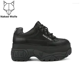 Chaussures décontractées Naked Wolfe Sporty Leather Platform Trainers Lace-Up Fonduage talon Tab