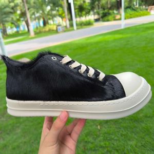 Zapatos Casuales Nuevos Zapatos Bajos con Pelo de Caballo Zapatos Deportivos con Cordones elevados y Suela Gruesa de Cuero Genuino para Hombres y Mujeres