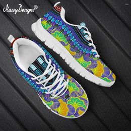 Chaussures décontractées Noisydesignens colorés africain de mariage fleuris Tribal Printing sneaker pour femmes Lacet légère à lacets à plat grande taille