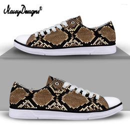 Chaussures décontractées Noisydesignes Trendy Snake Skin Pattern Lightweigt Low Top Canvas Vulcanisé appartement pour femmes Sneakers à lacets 2024