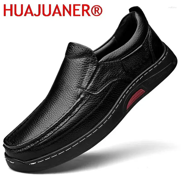 Chaussures décontractées Fashion non glissée pour hommes en cuir authentique Mentes à main les chaussures masculines faites à la main