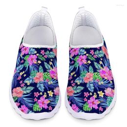 Chaussures décontractées allaitement pour femmes hawaii tropicaux fluistes de fleurs femme slip sur plateaux de baskets en mesh dames d'été sport 2024
