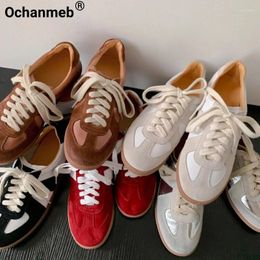 Chaussures décontractées Ochanmeb Trainers en cuir naturel Chaussures Femmes Comfort Mix Color Patchwork Flats Marche Running Woman Ins Trend 2024