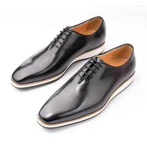 Zapatos informales de oficina para hombre, calzado Original de cuero negro hecho a mano, cómodo para deportes al aire libre, banquete con cordones, zapato Oxford de lujo para hombre