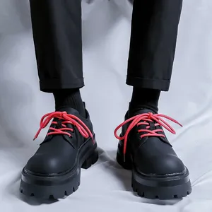 Chaussures décontractées Design Original 2024 S/a en cuir noir solide pour hommes, mode rose à lacets, hauteur augmentant les adolescents au quotidien
