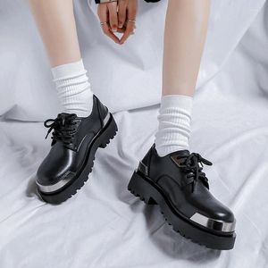 Chaussures décontractées Design Original Style Punk hommes femmes en cuir noir Hombre adolescents robe quotidienne hauteur augmentant la chaussure