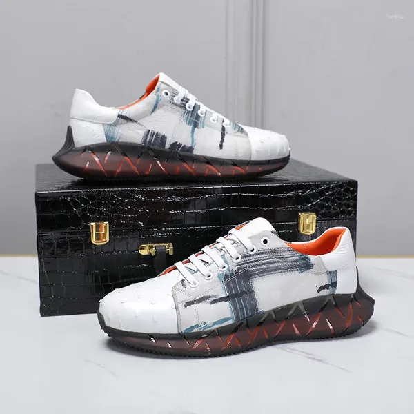 Zapatos informales Ostrich Leather Fashion Fashion Trend Lace-Up Men's 2024 Sports de primavera/verano de alta gama