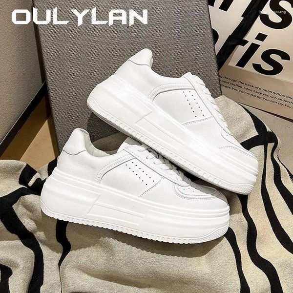 Chaussures décontractées oulylan 2024 U Leather Femme blanche pour femmes Vulcanize Sneakers Breathable Sport Walking Running Platform Flats