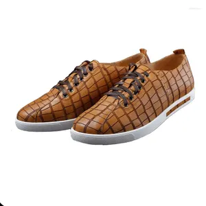 Chaussures décontractées ourui derskin dekisage Menshoes mâle en cuir authentique en cuir peu profond à lacets à lacets