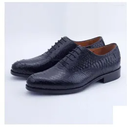 Chaussures décontractées ourui True Python Skin Male Business A Suit en cuir en cuir Black Arrivée Men