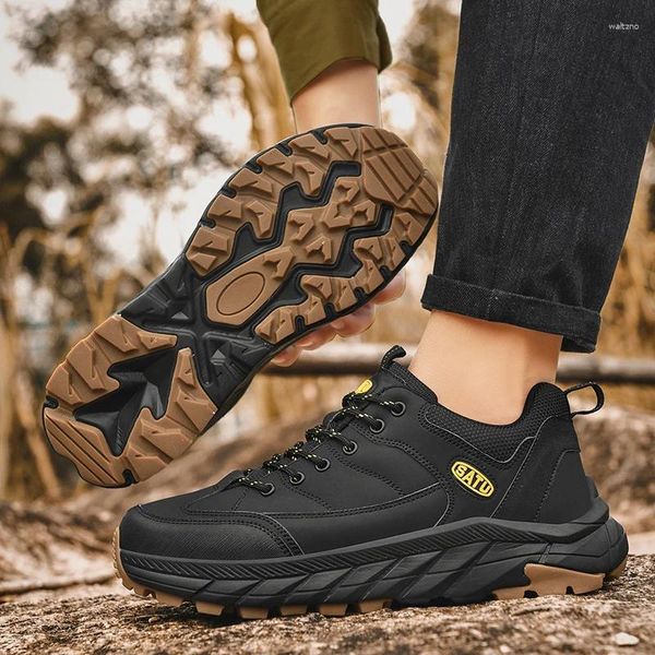 Zapatos informales para hombre, zapatillas de deporte para caminar al aire libre, con cordones, de cuero de alta calidad, impermeables, para senderismo, escalada, invierno