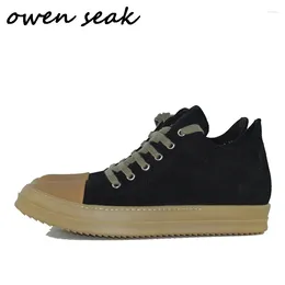 Chaussures décontractées Owen Seak Femmes Mocassins Baskets de luxe en cuir véritable à lacets Automne Appartements Noir Sneaker Grande taille