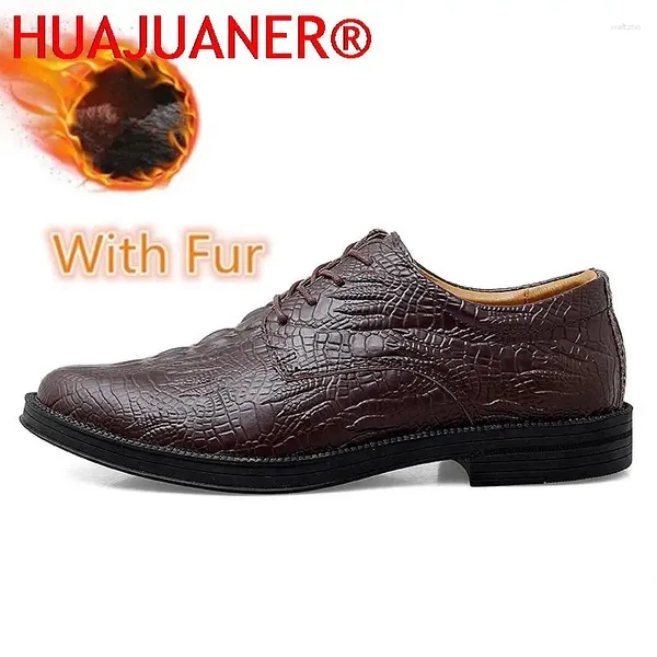 Zapatos informales Oxfords para hombres Vestido de cuero Patrón de cocodrilo Diseño italiano Mens Winter Business