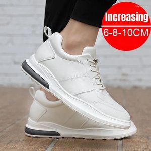 Chaussures décontractées PDEP AUTOMNE CORÉAN INVISIBLE HAUVISIR AUGMENTATION Men 10 cm Cuir Cauvre Sneakers de marche Zapatillas Hombre Sapato Masculino