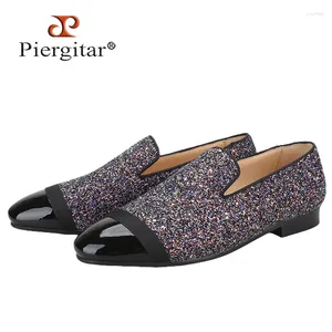 Casual schoenen Piergitar Flash Purple Lades Canvas slippers met patentleer tenen Handgemaakte mannen Mocassins voor feest en bruiloft plus size