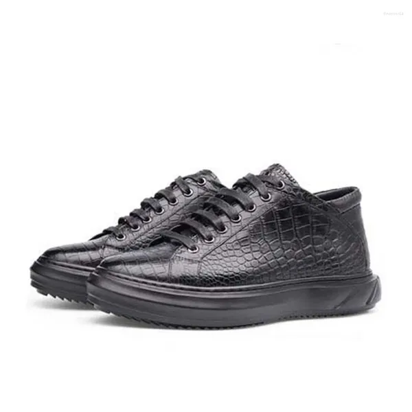 Chaussures décontractées Piliyuan High Cut Mâle Crocodile Cuir Business Youth a augmenté la lacets