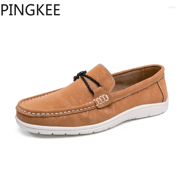 Chaussures décontractées Pingkee Chic authentique à la main cousue en cuir supérieur Moc Toe rond
