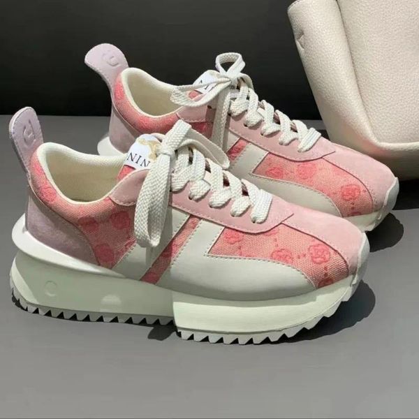 Chaussures décontractées en cuir rose Waffle Forrest Gump Femmes 2024 Automne Winter Sneakers Sneakers All-Match Sports légers