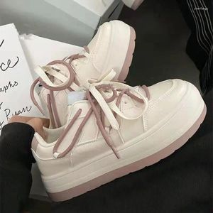 Casual schoenen roze platform dames sneakers 2024 Spring chunky vintage wit canvas flats tennis vrouw