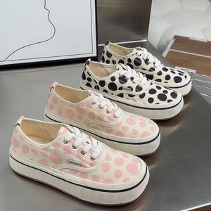 Chaussures décontractées rose à pois toile été mignon sport femmes vulcaniser couleurs mélangées noir blanc baskets marque concepteur